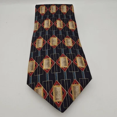 Gravata masculina extra longa vintage de seda Arden Crevat nova com etiquetas azul/vermelho - Imagem 1 de 4