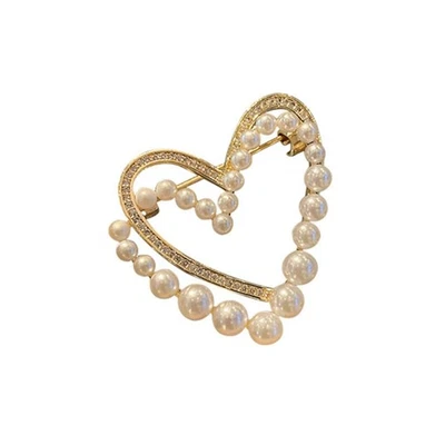 珍珠心形胸针水晶珍珠胸针披肩胸针徽章紧身胸衣胸针... — 第 1/4 张图片