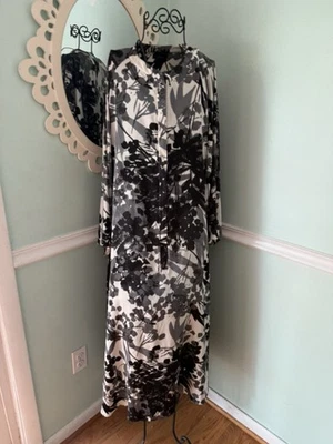 Abrigo Natori Bata Mujer 1X Negro Floral Manga Larga Cremallera Kimono Bolsillos Foto 1 de 4