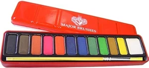 Water Colour Block Tin with 12 Colours, Paintbrush & Mixing Chart - Picture 1 of 1