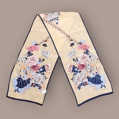 Vintage Oscar De La Renta Womens Japan Silk  Floral Rectangular Scarf  - Image 1 of 4