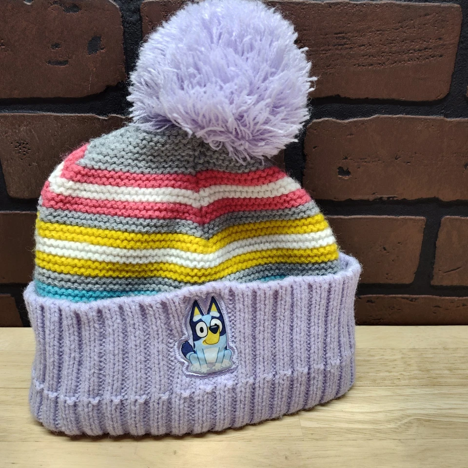 Boné de inverno Bluey the dog kids gorro pom malha meia 2t-5t aquecedor de cabeça - Imagem 1 de 4