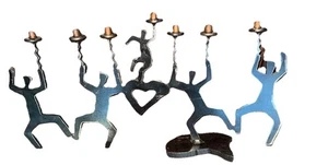 Vintage Dancing Figures Menorah~ Steel Modernist Studio piece by Ivan McLean - Picture 1 of 13