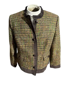 Talbots Women’s 16 Tweed Jacket Brown Green Multicolor Wool Blend Lined Blazer - Picture 1 of 6