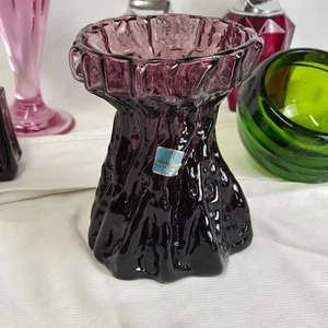 Vaso portacandele colonna tronco albero texture corteccia viola vetro vichingo ametista - Foto 1 di 14