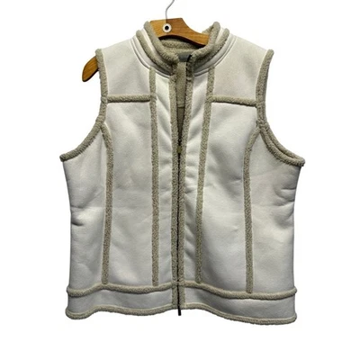 Chaleco Y2K Liz Claiborne Mujer 2X Imitación Gamuza Sherpa Forrado Crema De Colección Foto 1 de 4