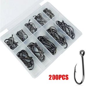 200 Stück Angelhaken Set Carbonstahl Single Circle Tackle Zubehör Haken Meer - Bild 1 von 8