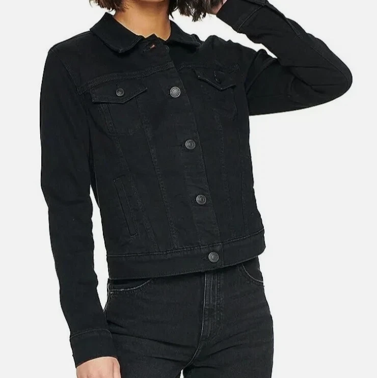 NWT Juniors' SO® Essential Denim Jacket Black Sz S MSRP $54.00 - Image 1 of 1