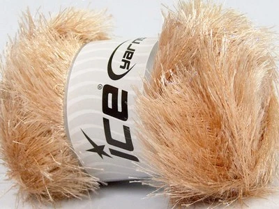 100 Gram Latte Eyelash Glitz #46551 Ice Sparkly Beige Eyelash Yarn 153 yds - Image 1 of 3