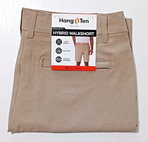 NWT Hang Ten Men’s Hybrid 4 Way Stretch Walkshort I Tan I Size 34 - Picture 1 of 6