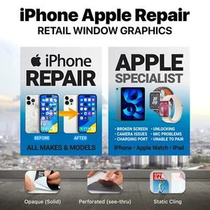 Apple iPhone iOS cell smartphone watch repair retail store front sign banner - Picture 1 of 8
