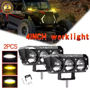 Pair 4" LED Work Light Bar Fog Pods Fit Polaris Can-am Maverick X3 ATV UTV Boat - Foto 1 di 9