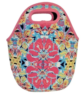 LILLY Inspired  LUNCH Tote BAG *BACK TO SCHOOL* Insulated, Zipper HIBISCUS Print - Picture 1 of 5