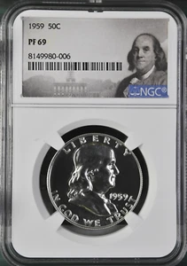 Etiqueta Benjamin Franklin 1959 prueba Franklin 50C NGC PF 69 - Imagen 1 de 2