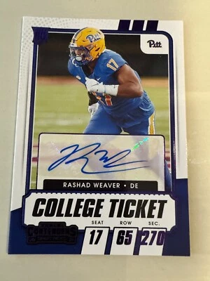 2021 Panini Contenders Draft Picks College Ticket Rashad Weaver Rookie Autograph - Image 1 of 2