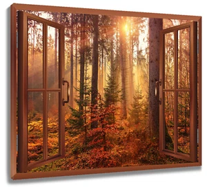 Fall Forest Nature Landscape Abstract Wall Art for Bathroom Living Room Bedroom - Picture 1 of 15