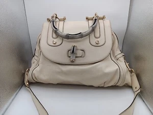 Authenticated GUCCI Handbag Dialux Pop Bamboo Handle Bag Cream With COA - Picture 1 of 15