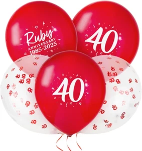 24 Pcs 40Th Ruby Wedding Anniversary Decorations 1985-2025 Anniversary Balloon S - Picture 1 of 12