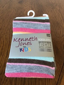 Kenneth Jones For Kids - Toddlers Microfiber Striped Tights with Lycra 18-24M - Picture 1 of 4