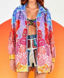 NEW FARM RIO TROPICAL GRAPHIC FLORAL LIGHTWEIGHT PARKA JACKET SZ S ANTHROPOLOGIE - Picture 1 of 11