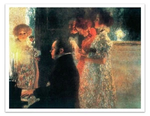 Gustav Klimt SCHUBERT AT THE PIANO II (1899) Vintage Painting 17x22" Art Print - Picture 1 of 2