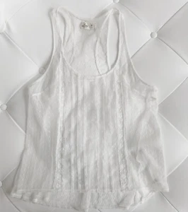 HOLLISTER Damen Hemdchen Trägerhemd Top Gr. M weiss transparent - Bild 1 von 3