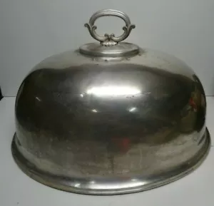 ANTIQUE SILVER PLATED CLOCHE DOME FOOD COVER - Picture 1 of 7