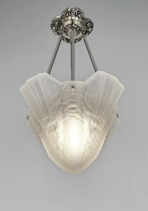 MULLER FRERES : RARE FRENCH ART DECO CHANDELIER ..... lustre pendant lamp France - Picture 1 of 12