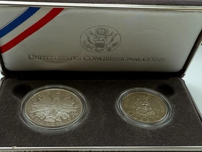 1989-S Proof Silver United States Congressional 2 Coin Set Commem. Box, OGP COA - Image 1 of 4