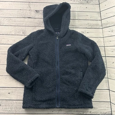 Patagonia Girls Los Gatos High Pile Full Zip Hooded Jacket Youth Large 12 Blue - Image 1 of 4