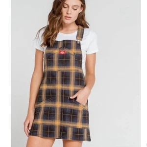 Dickies Plaid Bib Overall Mini Dress Jumper Mustard Yellow Women's Medium - Picture 1 of 8