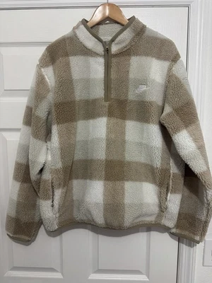 NIKE WINTERISED MEIO ZÍPER XADREZ LÃ PILHA ROUPA ESPORTIVA M BEGE CÁQUI FZ0896 247 - Imagem 1 de 4