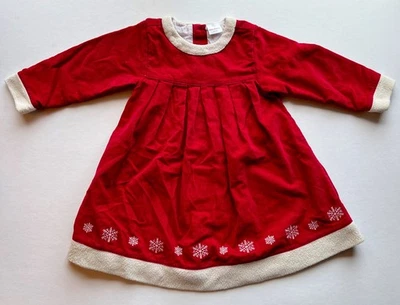 🎄Vestido de Navidad Hanna Anderson Niñas Rojo Pana Giratorio en Niveles Talla 90 Copos de Nieve Foto 1 de 4