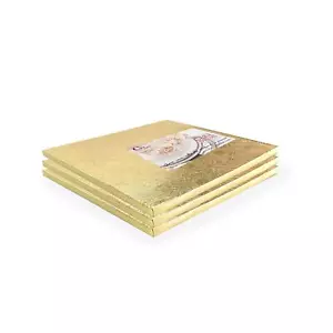 Cake Drums Square 10 Inches - Gold 3-Pack - Sturdy 1/2 Inch Thick - Fully Wra... - Picture 1 of 8