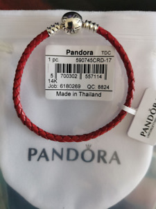 New Authentic Pandora red Leather Bracelet 590745CRD-S17