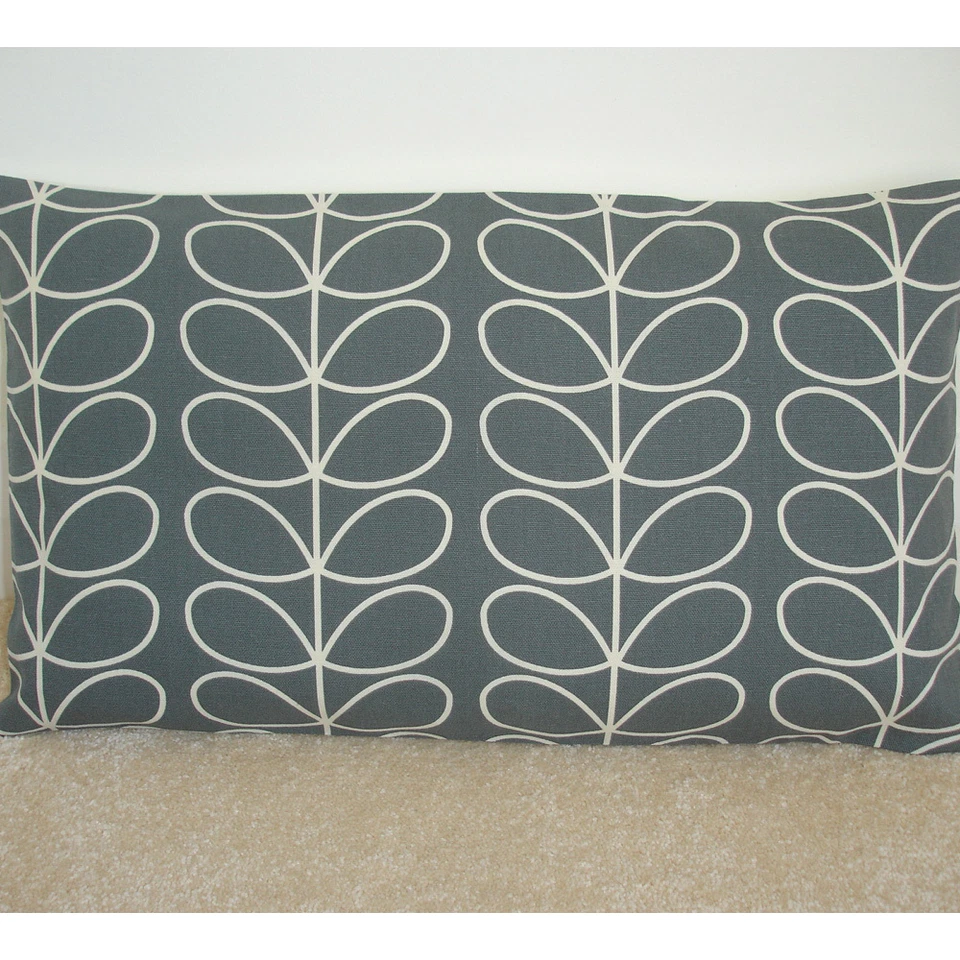 Grey Orla Kiely Cushion Cover Oblong Zip 20" x 12" Bolster Linear Stem 12x20 - Image 1 of 1