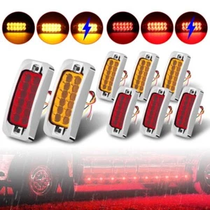 Amber Red LED Clearance Lights Side Marker Lamp Truck Trailer Caravan RV Chrome - Picture 1 of 27
