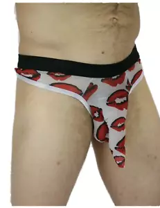 NEW Mens Pattern Lips Fun underwear Christmas Fun Party Cosplay Sexy Costume - Foto 1 di 6