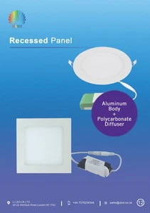 LED Recessed Flat Ultra Slim Panel Light Downlight - Round or Square 6W or 12W - Picture 1 of 7