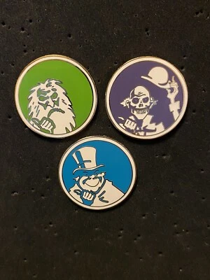 DISNEY WDW 2002 HAUNTED MANSION HITCHHIKING GHOSTS EZRA, GUS & PHINEAS 3 PIN SET - Image 1 of 2