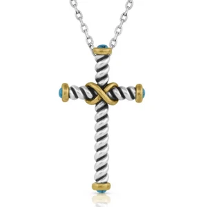 Montana Silversmiths NC5328 Forever Cross Turquoise Necklace - Picture 1 of 1