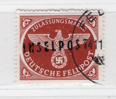 GERMANY WW2 3rd REICH FELDPOST RHODOS INSELPOST 9 GENUINE OVERPRINT VFU CTO - Image 1 of 2
