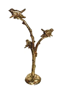 Vintage Gold Coated 3 Bird Brass Clip Counter-top Display 13" Tall - Picture 1 of 14