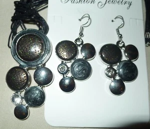 Fashion Enamel Jewelry Necklace & Earrings Geometric Modern Sets * Silver Plated - Picture 1 of 37