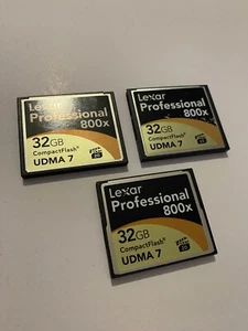 3x Lot Of Genuine Lexar Professional 32Gb Compact Flash CF card 800x - Picture 1 of 2