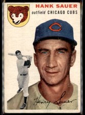 1954 Topps #4 Hank Sauer (writing back)