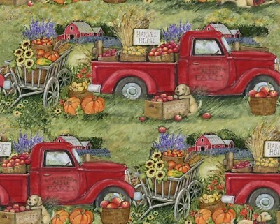 Harvest Truck  21342  100% Cotton FABRIC priced by the Yard - Image 1 of 2