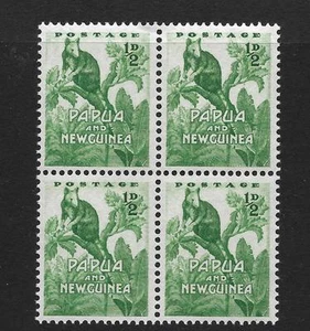 PAPÚA Y NUEVA GUINEA, QE11, 1952 DEFINS, 1/2d ÁRBOL CANGURO, SG 1 MNH BLOQUE 4 - Imagen 1 de 1