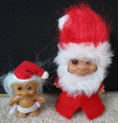 Винтажный Редкий Uneeda Рыжие Волосы Санта Тролль и Расс Малыш Эльф Тролль, Б/У в отличном состоянии - Изображение 1 из 4