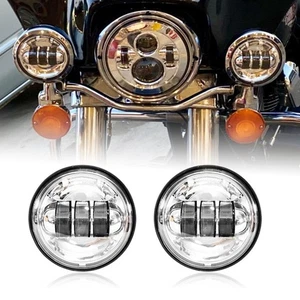 Pair 4.5" inch LED Spot Passing Lamp Spot Fog Lights For Harley Motorcycle 4 1/2 - Picture 1 of 12